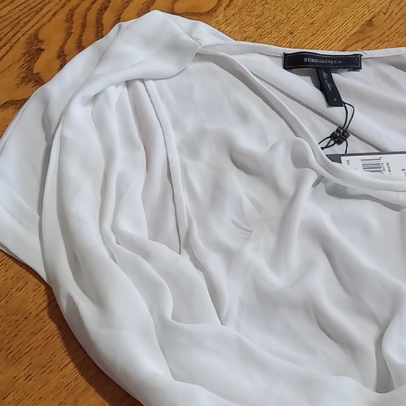 BCBGMAXAZRIA BLOUSE TOP SMALL Women SHIRT WHITE SHEER Casual NATTY NEW - Picture 8 of 8